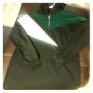 Black, Green and White Hooded Dress